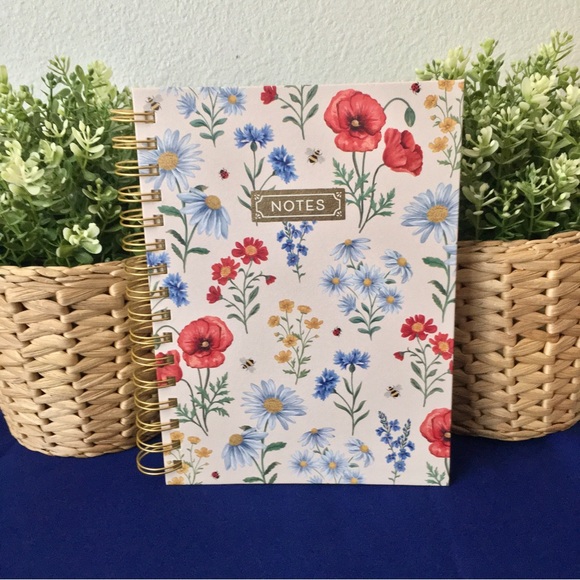 Clementine Spiral Notebook ~ Wildflowers Bumblebees Ladybugs - Picture 1 of 6
